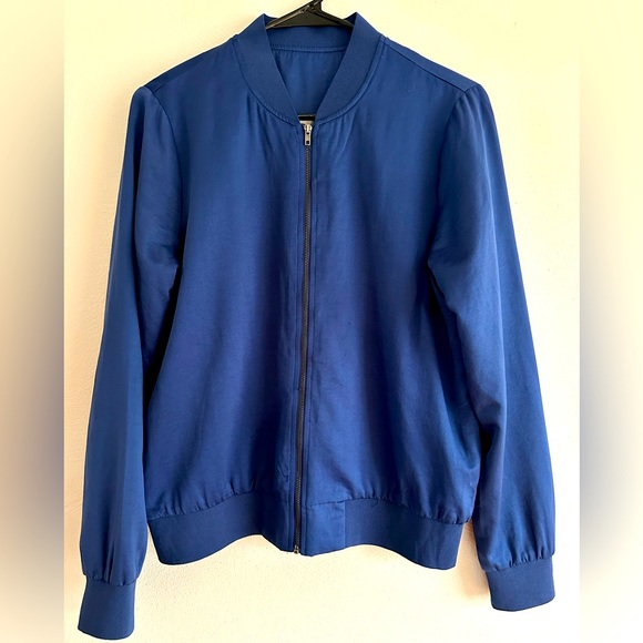 Vero Moda Bomber Jacket Deep Blue Soft Fabric Full Zipper Size M - Picture 1 of 14